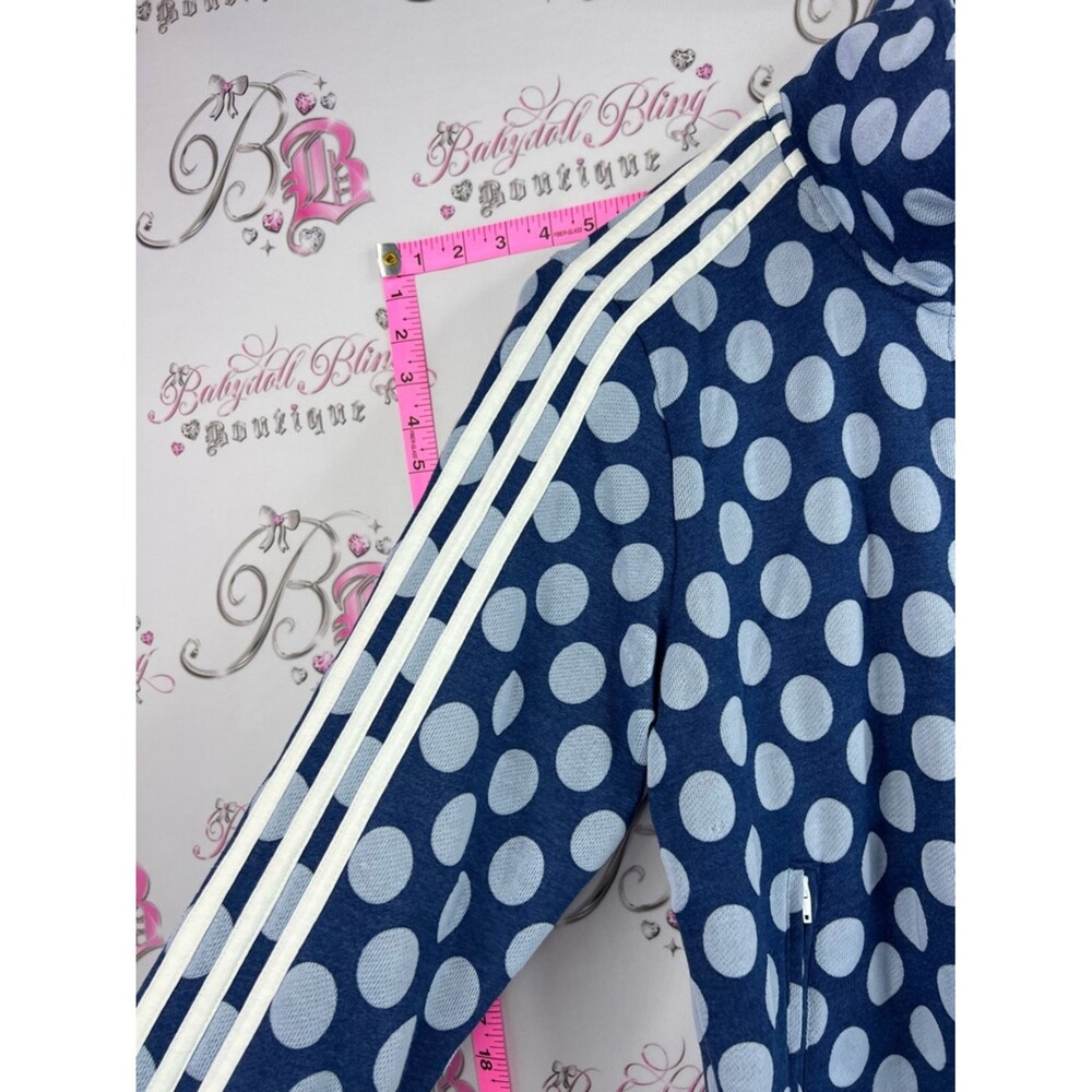adidas sweater zip up dotted collared Navy and White Polka Dot Track Jacket - Picture 8 of 15